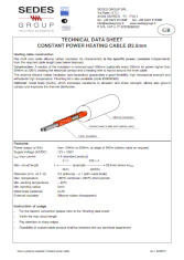 kesilebilir kablo rezistans teknik constant power cable technical datasheet SEDES-broşür-SEDES-brochure