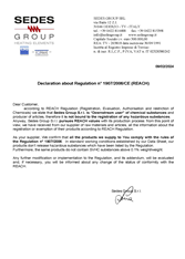 Dichiarazione SEDES ENG CONFORMITA REACH SEDES_Reach_Certficate